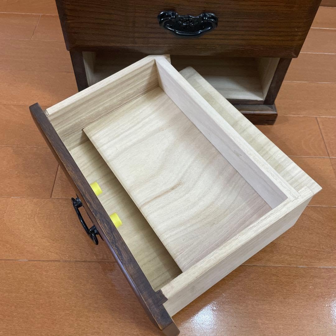 Amazon.co.jp: ダークブラウン からくり 木製箪笥 3段 : ホーム＆キッチン